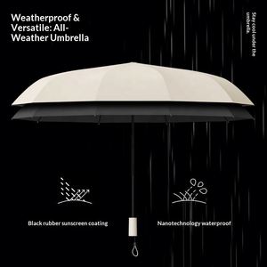 Paraguas Extra Grande de Control Automático 8k Clásico para Sol y Lluvia, con Revestimiento Negro, Doble Uso, Resistente al Viento, Color Sólido, para Negocios - Product Image 4