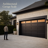 Porte de garage industrielle moderne en aluminium noir à enroulement électrique, panneau rectangulaire à grille, design industriel, résistance au feu 3h pour villa