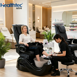 Silla de pedicura de color negro a precio mayorista con masaje de cuerpo completo y asiento, y tina para spa de pies. - Product Image 4