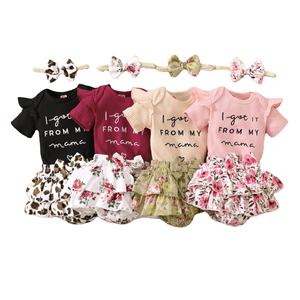 Venta al por Mayor de Fábrica, Ropa de Verano para Bebés Niñas, Camiseta de Manga Corta Estampada, Pantalones Cortos, Conjuntos de 3 Piezas - Product Image 1