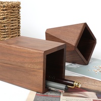 Organisateur de bureau LOGO, cadeau d'affaires, porte-stylos en bois sur pied, porte-stylos hexagonal créatif en noyer noir