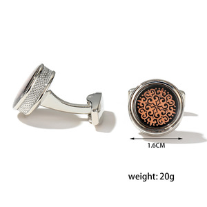 Mancuernillas de Lujo con Diseño de Flor y Logotipo Personalizado, Mancuernillas Negras con Botones Personalizados para Hombre - Product Image 2