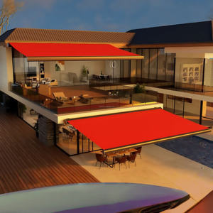 Auvents d'extérieur en aluminium avec télécommande en tissu acrylique, stores motorisés, auvent rétractable à cassette complète, auvent en acier - Product Image 3