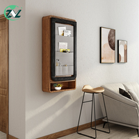 Table de bar murale pliable et extensible, meuble de luxe moderne en bois avec porte vitrée pour le rangement, idéal pour le salon et la maison