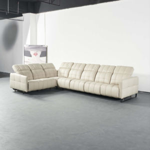Canapé Chesterfield moderne trois places extensible en cuir véritable avec fonction massage et structure métallique - Product Image 3