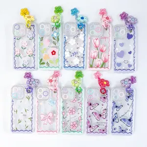 Amy casing ponsel lensa berlian 3-In-1, casing ponsel perhiasan liontin bermotif + lensa berlian untuk iPhone