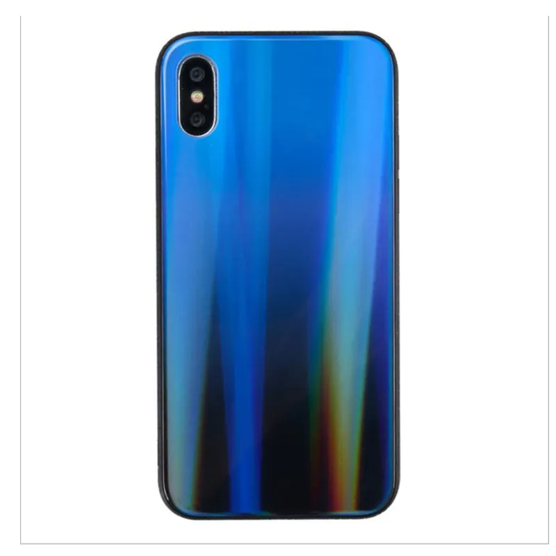 Aurora Gradient Tempered Glass Phone Case Laser Cover Colorful shiinning glass case cover for iPhone 11 X/XS for Suamsung