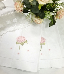 Toalla de Mano de Algodón Blanco de Alta Calidad, Bordada Personalizada con Diseño de Hortensia Rosa, para el Hogar, Deportes y Bodas - Product Image 2