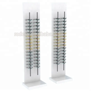 Negozio ottico di alta qualità visualizza occhiali da pavimento portatili e occhiali da sole espositore MDF + alluminio rosso elegante - Product Image 5