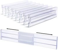 Ensemble de 8 séparateurs de tiroirs ajustables moulés par injection, séparateurs de tiroirs en plastique transparent pour le rangement des vêtements dans le salon