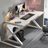 Bureau de jeu moderne avec cadre en forme de X, noir, 80 cm, 100 cm, bureau d'ordinateur, bureau à domicile, table d'étude, table de jeu pour chambre à coucher, dortoir