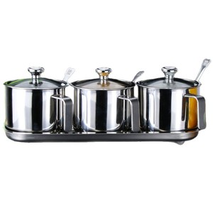 304 Stainless Steel Seasoning Jar Set With Handles Lids For <b>Kitchen</b> Sugar Salt Msg <b>Storage</b> - Product Image 1