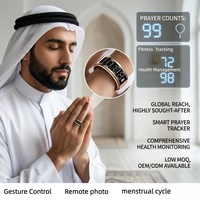 Anillo Inteligente Islámico, Contador de Oraciones Musulmanas, Monitorización de la Salud del Ciclo Menstrual, Foto Remota, Monitorización del Sueño, Pantalla LED IP68, Acero