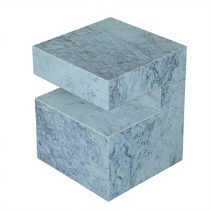 Chevet en marbre blanc de luxe 100% naturel avec des veines exotiques, table d'appoint moderne, décoration design pour salle à manger, salon, chambre à coucher - Product Image 1