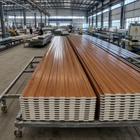Panneau sandwich ignifuge B1 à grain de bois, revêtement composite métallique à trois couches pour façade murale extérieure