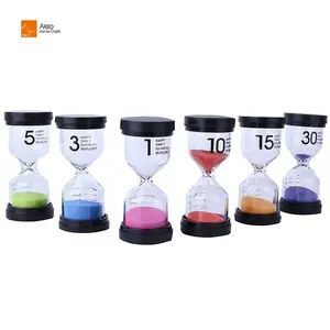 Vendita calda Su Ordinazione di Plastica e di Vetro Orologio Impermeabile Colorato 1/3/5/10/15/30 Min Temporizzato clessidra Timer