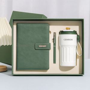Corporate Branding Gift Set: Notebook, Metal Pen and Insulated <b>Mug</b>, Custom Engraved or Printed Logo - Product Image 1