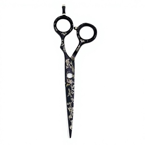 Ciseaux à cheveux en acier inoxydable à motif floral noir, ciseaux professionnels pour coiffeur, pour le coiffage et le soin des sourcils - Product Image 3