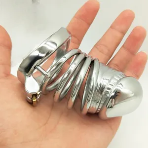 BDSM big jjj cage 304 stainless steel male chastity device polished metal dildo cock cage for man with hollow can ventilate