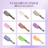 Brosse démêlante incurvée ventilée en gros avec poils en nylon pour massage du cuir chevelu, peigne personnalisé OEM pour salon et usage domestique