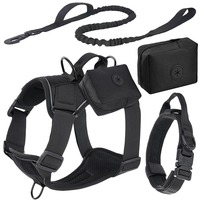 Ensemble de harnais tactique pour animaux de compagnie, sac de rangement, laisse élastique, collier anti-explosion, adapté à l'entraînement des chiens et aux promenades quotidiennes en plein air