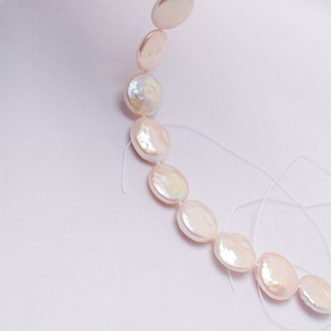 Vendita calda 11-14mm perline di perle di monete bianche irregolari gioielli barocche con bottone perle naturali di acqua dolce di colore rosa - Product Image 6