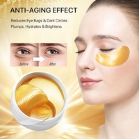 ALIVER-mascarilla de colágeno dorado de 24k, máscara de ojos de cristal, antiarrugas y gel de colágeno energizante