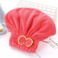 Gorro de secado de pelo de forro polar coral, de doble cara, con lazo grueso y pelo largo, estilo princesa, para baño