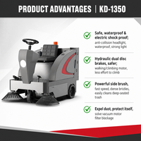 Balayeuse électrique autoportée haute vitesse KD-1350 48V pour le nettoyage des rues et des surfaces à forte saleté