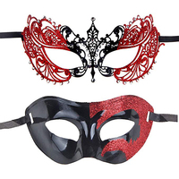 Masque de couple demi-visage en métal pour Halloween et Carnaval de Venise, réutilisable et tendance