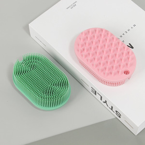 Silicone <b>Bath</b> Brush For Dog Soft Massage Pink And Green <b>Pet</b> <b>Cleaning</b> Supplies - Product Image 1