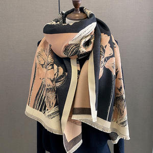 Écharpe d'hiver douce et chaude pour femmes, 180*65cm, style pashmina, châle ethnique floral avec pompons, châle en cachemire - Product Image 4