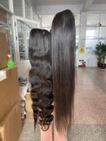 Perruques Lace Front Wig cheveux naturels malaisiens,, perruques cheveux humains, ondulées lisses, longue, 13x4, Swiss Lace, pour femmes noires