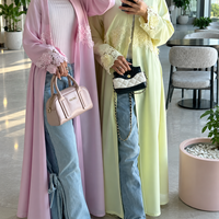 Abaya Modeste Sharut EID Ramadan Dubaï pour Femmes, Robe Islamique en Dentelle Florale Nida, Robe Musulmane Ouverte pour Femmes 2026