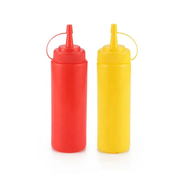 8OZ BPA मुक्त प्लास्टिक निचोड़ धार पर मोड़ टोपी के साथ बोतल की बोतलें मसाला केचप के लिए Lids गर्म सॉस जैतून तेल
