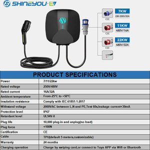 Shineyou - Estación de Carga de Pared Personalizable de 16A/32A 7KW/11KW/22KW, Caja de Carga Rápida para Vehículos Eléctricos, para Tesla, BMW, Audi, <span class=keywords><strong>Nissan</strong></span> <span class=keywords><strong>Leaf</strong></span> - Product Image 2