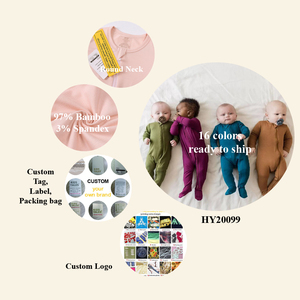 Tutina per Neonato a Maniche Lunghe Primavera 2026, Pagliaccetti Unisex per Bambini in Tinta Unita con Cerniera in Bambù e Spandex, <span class=keywords><strong>Abbigliamento</strong></span> per Bambini all'Ingrosso - Product Image 6