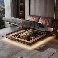 Multifunktionales Modernes Bett mit Elefantenohr-Leder, Schwebendes Bett, Minimalistisches Polsterbett in Kingsize für Schlafzimmer, Villa und Inneneinrichtungsprojekte
