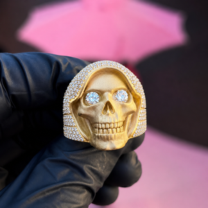 <b>Men's</b> 4Ct Round Cut Lab Created Moissanite Vintage Skull Pinky <b>Ring</b> Silver Plated Luxurious Wedding <b>Rings</b> for <b>Men</b> & Women - Product Image 1