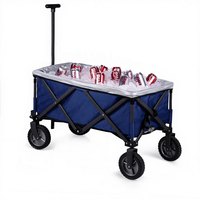 Chariot pliable avec couvercle de table et doublure isotherme souple pour la plage, le patio et les rassemblements en plein air