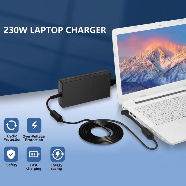 230W High Power Gaming Laptop Charger 19.5V 11.8A 5.5mm*2.5mm DC Connector Output Desktop Power Adapter For Gaming Laptops