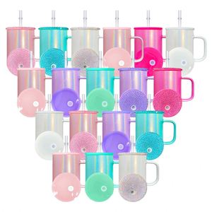 Tazas de viaje de vidrio de borosilicato alto al por mayor de 17 oz para sublimación con tapas de plástico de colores para sublimación por transferencia térmica - Product Image 1