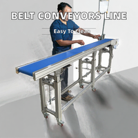 Convoyeur à bande PVC à vitesse réglable, ligne de convoyage modulaire, bande bleue/verte pour usine de fabrication et atelier d'impression