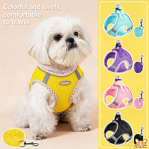 Summer Ventilated <b>Dog</b> Chest Harness, Soft Mesh Puppy Walking Vest with Leash - Product Image 5
