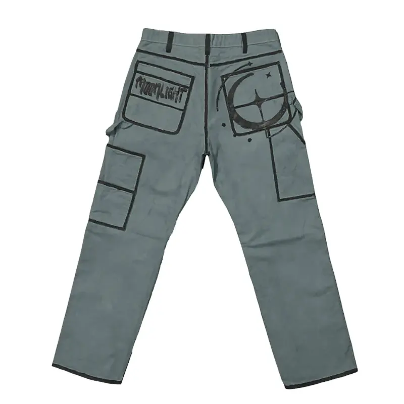 DiZNEW Casual Pants Men's Fashion Loose Straight Wide Leg Pants Men Streetwear Hip-hop Cargo Pants Mens Trousers