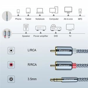 Cable de Audio Auxiliar RCA para Essager, Conector Jack de 3.5mm a 2 RCA, Adaptador Divisor en Y para TV, PC, Amplificador de Potencia, Altavoz Estéreo - Product Image 5