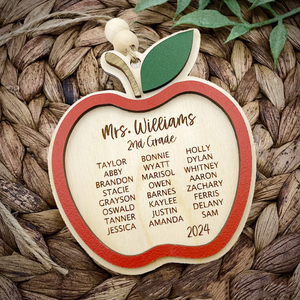 Grabado Adorno de madera <span class=keywords><strong>Estudiante</strong></span> Nombre Día del maestro Regalos Graduación Tarjetas de regalo manzana - Product Image 3