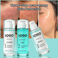 OEM/ODM – Trio 3 Pièces Doux pour Peaux Sensibles : Nettoyant Anti-Acné, Réparateur et Atténuateur de Marques, Non Irritant, Élimine les Cellules Mortes et les Imperfections