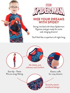 Pijamas de Manga Larga con Estampado de Dibujos Animados de Spiderman para Niños, Corte Ajustado, Otoño |   95% Algodón y Elastano |   Suave |   Lavable a máquina - Product Image 3