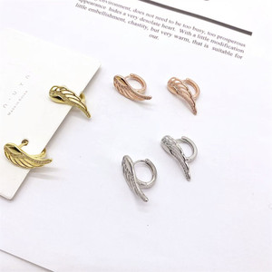 Angel Wings <b>Stud</b> <b>Earrings</b> Golden Silver Rose Gold Zirconia Channel Setting Party Fashion Jewelry - Product Image 2